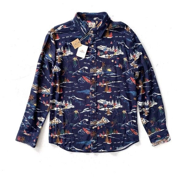 Faherty Other - Faherty Mens Navy L Super Brushed Stretch Flannel Button-Up Shirt Sea to Ski